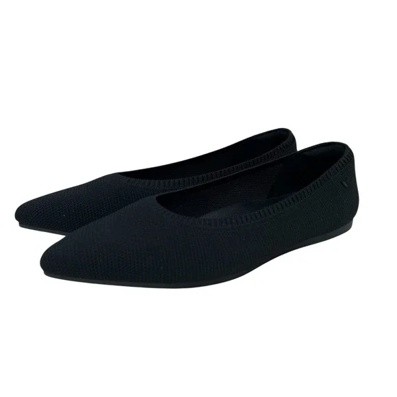 Vivaia Aria 5 Pointed Toe Ballet Flats in Black SZ EU 39.5 US 8.5 Minimalist - Picture 2 of 9